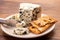 Cheese collection, piece of soft French blue cheese roquefort