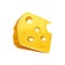 Cheese or curd slice with holes, vector icon