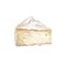 Cheese with cutted piece watercolor eimage. Creamy cutted brie or camembert cheese illustration. Delicious food image