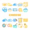 Cheese Dairy Delicious Nutrition Icons Set Vector