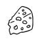 Cheese doodle, cooking nutrient. Hand-drawn tasty food, proper eating, healthy diet. Sketch, minimalism, line art. Isolated.