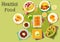 Cheese, fish dishes icon for healthy food design