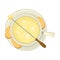 Cheese Fondue Served on Plate Top View Vector Illustration