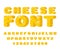 Cheese font. cheesy ABC. Food alphabet. Yellow letters milk prod