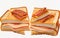 Cheese and ham toasted panini melt Isolated on transparent background