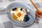 Cheese and honey dessert with honey, walnuts and blueberries - Mato con miel - Catalan cuisine
