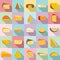 Cheese icons set, flat style