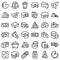 Cheese icons set, outline style