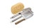 Cheese knife, cheese slicer, cheese grater and semi-hard cheese