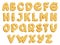 Cheese letters, alphabet font made of milk food