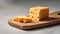 Cheese on a light background. Light background with a place to copy. Generative AI