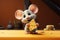 Cheese loving mouse Cartoon animation showcases a smiling little mouse