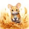 Cheese-Loving Mouse in a Field of Golden Wheat AI Generated