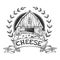 Cheese maker vintage emblem engraving vector