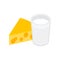 Cheese with milk isometric 3d icon