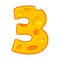 Cheese number 3. Three font kids number. Figure 3