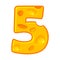 Cheese number 5. Five font kids number. Figure 5