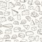 Cheese pattern. Seamless background with hand drawn different cheese.