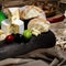 cheese plate, appetizers and wine, horizontal. Copyspace for text