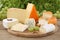 Cheese plate with Camembert, mountain and Swiss cheese