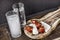 Cheese plate with Turkish and Greek Drink Raki