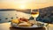 Cheese platter with white wine