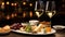Cheese platter with white wine