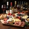 Cheese platter with wine