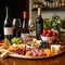 Cheese platter with wine