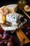 Cheese roquefort and grapes