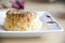 Cheese scone on white plate