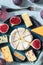 Cheese selection, elegant assortment, shot from above