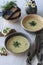 Cheese soup with mushrooms and vegetables, brown bread