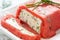 Cheese terrine wrapped with smoked salmon