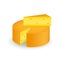 Cheese wheel and triangular slice of cheese