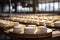 Cheese wheels in rows: factory\\\'s dairy