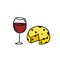 Cheese and wine doodle icons