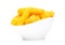 Cheese yellow corn snacks in white bowl