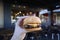 Cheeseburger Closeup Held in Hand