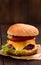 Cheeseburger closeup shot