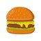 Cheeseburger flat vector illustration isolated on white background. Cheeseburger ingredient, original burger