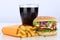 Cheeseburger hamburger and fries menu meal combo cola drink unhealthy eating