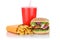 Cheeseburger hamburger and fries menu meal combo fast food drink
