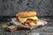 cheeseburger. melted cheese burger. Fast food take away. copy space