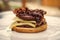 Cheeseburger sandwich with bread bun, beef meet, cheese slices