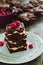 Cheesecake brownies with raspberry