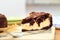 Cheesecake with chocolate shortcrust pastry and chocolate crumble