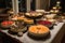 cheesecake dinner party, with cheesecakes of various flavors on display