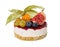 Cheesecake with figs, grapes, blueberries and physalis