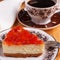 Cheesecake with goiabada jam, cup of coffee
